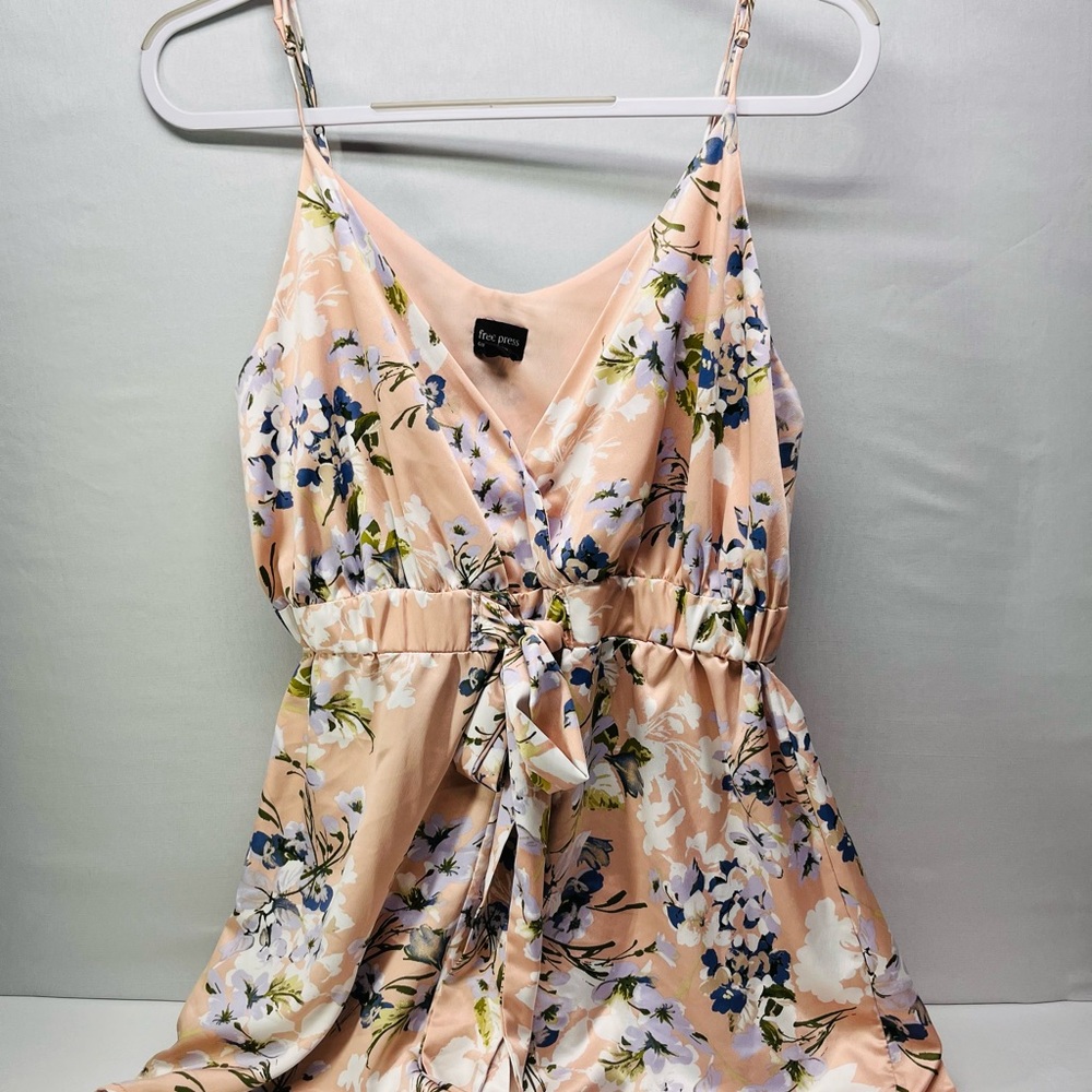 Free Press‎ Floral Romper in Peach and Blue